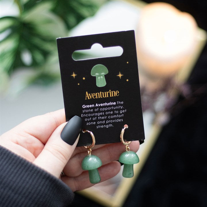 Aventurine Mushroom Earrings