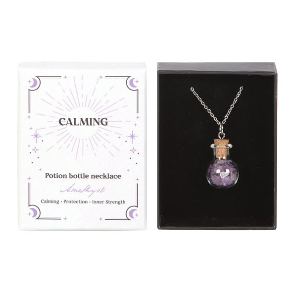 Amethyst Chip Potion Bottle Necklace