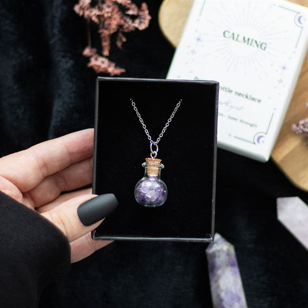 Amethyst Chip Potion Bottle Necklace