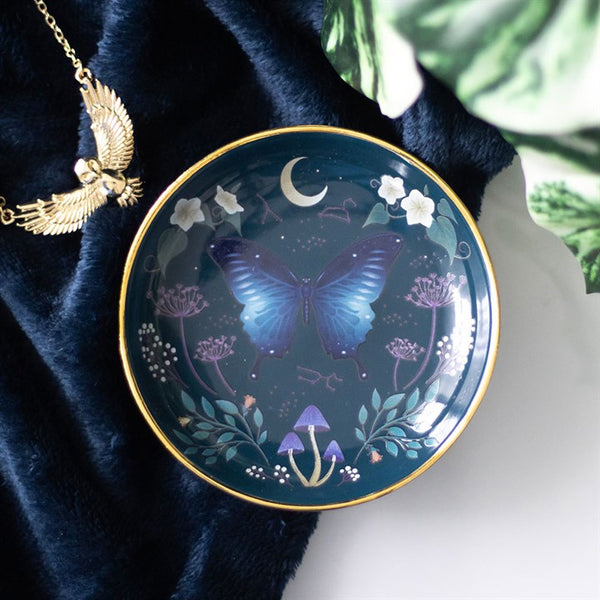 Round Midnight Moth Trinket Tray