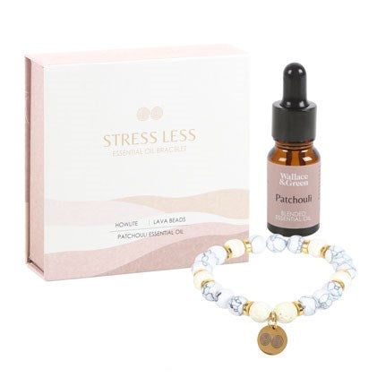 Stress Less White Howlite Bracelet & Essential Oil