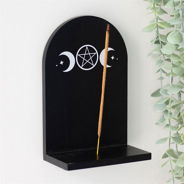 Black Triple Moon Incense Holder Shelf